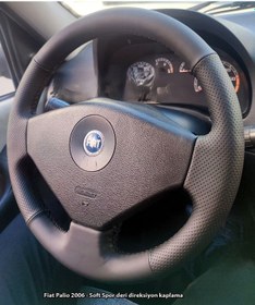 Resim Fiat Palio Albea Araca Özgü Dikmeli Direksiyon Kılıfı Soft Nokta Siyah 