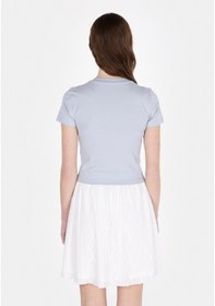 Resim Colin's Colins Slim Fit Yuvarlak Yaka Baskılı Kadın Mavi Kısa Kol Tişört Cl1073175 Q1.v2 Ble Mavi 