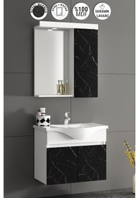 Resim Yıldız Asma 55 Cm Beyaz-royal Mermer Mdf Asma Banyo Dolabı Takımı Beyaz 