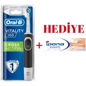 Resim Oral-B Şarjlı Vitality D100 Crossaction Siyah Ipana 3d White Hindistan Cevizi Yağı Ile Hassas Temi 