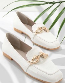 Resim Bambi Beyaz Kroko Kadin Loafer Ayakkabi K01641166211 