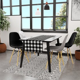 Resim Siyah Beyaz Kare Runner | Pufaloji 