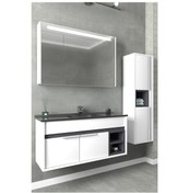 Resim Napoli 100 cm Siyah Lavabolu Banyo Dolabı- Beyaz/antrasit (Boy Dolap Hariç ) 