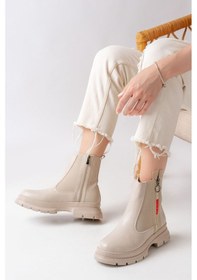 Resim Asm-086 Bej Fashion Aksesuarlı Fermuarlı Günlük Kadın Bot Siyah 