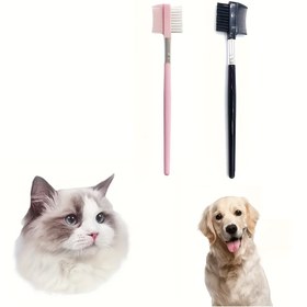 Resim 2 Adet Evcil Hayvan Gözyaşı Leke Temizleyici Tarak Çift Taraflı Köpek Göz Bakımı Tarama Fırçası Aracı Çift Başlı Kaş Şekillendirme Tüm Irk Boyutları 