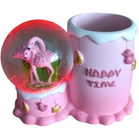Resim Flamingo Figürlü 15cmx10cm Ebat Pilli Işıklı Dekoratif Kar Küre Kalemlik 15cm X 10cm 