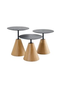 Resim Rehome Üçlü Yuvarlak Mantar Zigon Sehpa Seti No:451 Salon Sehpa Takımı Altın 