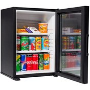 Resim ISM İçecek Soğutucu Minibar Cam Kapılı Mini Buzdolabı Siyah Sessiz Minibar Otel Tipi İçecek Dolabı 