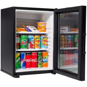Resim ISM İçecek Soğutucu Minibar Cam Kapılı Mini Buzdolabı Siyah Sessiz Minibar Otel Tipi İçecek Dolabı 