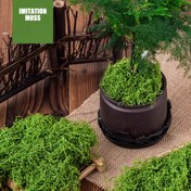 Resim 100 gram gerçekçi yapay yosun, ev dekorasyonu ve ev dekorasyonu için DIY iç bahçeleri için dayanıklı plastik, lüks yeşil yapay yosun, el sanatları projeleri ve dış mekan kullanımı için mükemmel, el sanatları yosunu | Doğal estetik | Bakımı gerektirmez 