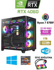 Resim DMC N330 (PUBG,GTA 5) Ryzen 7 8700F 32GB DDR5 RAM 1TB M.2,8GB RTX4060 Oyuncu Masaüstü Bilgisayarı 