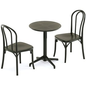 Resim Bintaşmobilya Siyah 2 Kişilik Cafe Bahçe Masa Sandalye Takımı Siyah 