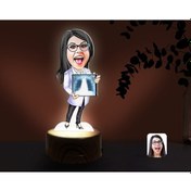 Resim Kişiye Özel Kadın Radyolojist Karikatürlü Dekoratif 3D Biblo Led Çok Renkli 
