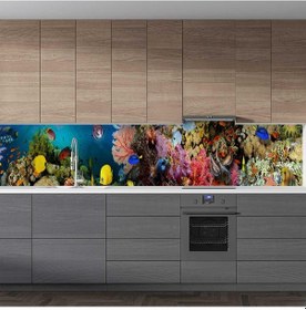 Resim Mutfak Tezgah Arası Folyo Fayans Kaplama Folyosu Deniz Mercanları 