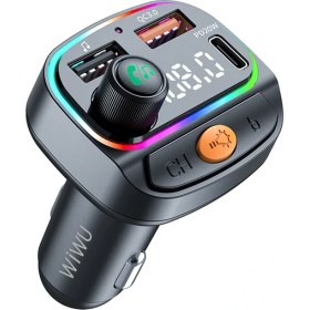 Resim Wiwu WI-QC031 Rgb Bluetooth Transmitter Mp3 Type-C ve Usb-A Araç Şarjı Siyah 