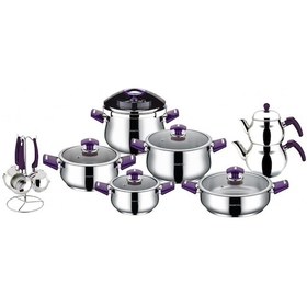 Resim Remetta Grado Delux 18 Parça Çelik Tencere Seti Mor 