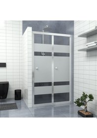 Resim Tekno Duş Silver Corina Akordion Kumlamalı Cam Duşakabin Beyaz - Şeffaf 