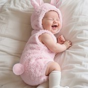 Resim Bebek Kız Tavşan Tulumu - Yumuşak Pembe Tavşan Kostümü Kulaklar ile, Kolay Bebek Bezi Değişimi, Yenidoğanlar ve Bebekler için, Fotoğraf Çekimleri, Paskalya, Günlük Kıyafet - Sevimli Tavşan Kıyafeti, Bebek Kız Kıyafetleri, Yenidoğan Temel Ürünleri, Eğlenceli Bebek Kıyafetleri, Rahat Bebek Kıyafetleri, Bebek Tulumu, Ebeveyn Hediyesi, Açık Hava için Mükemmel 