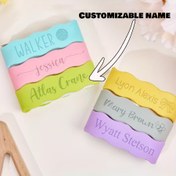 Resim Çocuklar için kişiselleştirilebilir isim etiketli silikon su şişesi bantları, kaymaz, tekrar kullanılabilir, okul, kreş, yaz kampı için elastik tanımlayıcı - Gıda sınıfı, evrensel uyum aksesuarları 