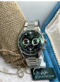 Resim Jg. Polo Club Erkek Kol Saati Fonksiyonel Çelik Kasa - Bombeli Cam - Yeşil Gümüş - Yeşil 