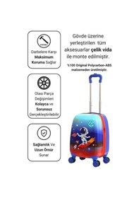 Resim G&d Polo Suitcase Gedox Kids Mavi Kırmızı Astronot Desenli Erkek Çocuk Valizi 151 Mavi - Kırmızı 