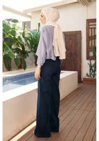 Resim Neways 1067-denim Bol Paça Pantolon Lacivert Çok Renkli 