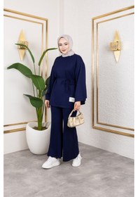 Resim Nevayla Moda Mevsimlik Modal Kumaş Takım - T114 Lacivert 