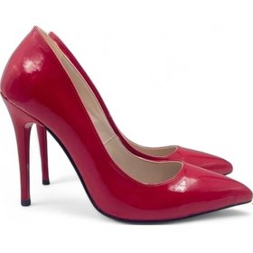 Resim Luxuria Kırmızı Parlak Rahat Yüksek Stiletto Topuklu Ayakkabı Kırmızı 