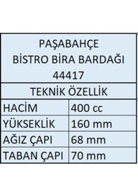 Resim Paşabahçe 44417 Bistro Bira Bardağı 12 Adet 