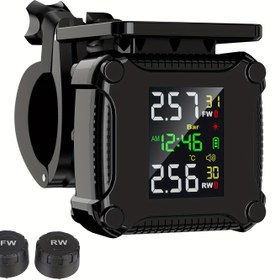 Resim Universal Güneş Motosiklet TPMS Lastik Basınç İzleme Sistemi, 2 Dış Sensör, LCD Ekran ve Alarm - Gerçek Zamanlı Lastik Sıcaklık İzleme, USB Şarj Edilebilir, Çoğu Motosiklet İçin Uygun, Motosiklet Bakımı, Motosiklet Güvenlik Aksesuarı, Yüksek Görünürlük Ekranı, Dayanıklı Ekran Cihazı 