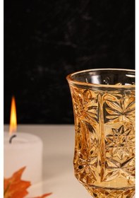 Resim Mest Serin 6 Adet Lüsterli Ayaklı Cam Kahve Yanı Su Bardağı Seti 210 Cc Bal Renk Bal Renk 