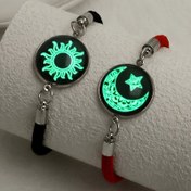 Resim Mod Çift Bileklik Seti - Güneş Ay Yıldız Işıklı Bileklikler, Arkadaşlar / Çiftler Eşleştirme, Müzik Festivali / Cadılar Bayramı / Okula Dönüş / Öğretmenler Günü Hediyesi 