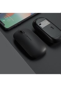Resim Apple Uyumlu MacBook Laptop iPad Şarj Edilebilir Bluetooth + 2.4ghz Wifi Kablosuz Sessiz Mause Fare Siyah 