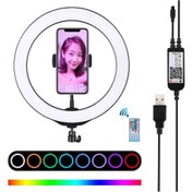 Resim Puluz 10.2" 26cm RGBW Kısılabilir Led Halka Fotoğraf Işığı 