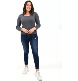 Resim Kadın Büyük Beden Uzun Kollu Basic Bluz 1759-25 001 