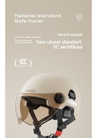 Resim Flybuy Unisex Lyon 3c Kaskı Kayısı/kum Beji - Yarım Kask - Yaz Sezonu İçin Kum Beji 