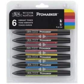 Resim Winsor Newton Promarker Kalem 6 Renk Set Güçlü Tonlar 