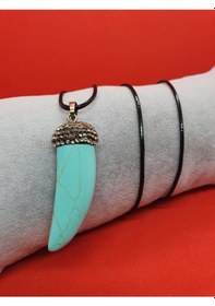 Resim Sertifikalı Turkuaz Doğal Taşı Zirkon Işlemeli Kolye Çok REnkli 