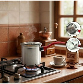 Resim No-7 Çelik Cezve Kırmızı Kulp 4915 