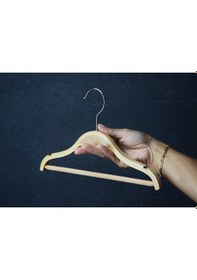 Resim Nyn Ahşap 7-14 Yaş Çocuk Elbise Askısı Naturel Renk 6 Adet 