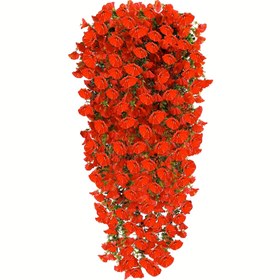 Resim 4'lü Paket UV Dayanıklı Plastik Çiçekli Yapay Asma Bitkiler - Canlı Kırmızı, Tüm Mevsimler İçin Açık/Kapalı Alan Dekoru: Düğünler, Tatiller, Veranda ve Teras için - Bakım Gerektirmez, Pil Gerekmez, Asma Yapay Bitkiler, Düğün Süslemeleri, Bayramlık Çiçek Garlandları, Hava Koşullarına Dayanıklı Sarmalıklar, Etkinlik Planlayıcılar 