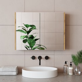 Resim Aynalı Banyo Dolabı - Atlantic - 80 CM / Atlas Çam 