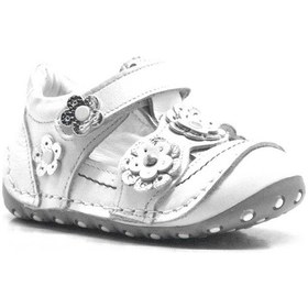 Resim Hapshoe Hakiki Deri Gümüş Beyaz Cırtlı Yazlık Ilk Adım Ayakkabı Gümüş 