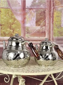 Resim 1 Mm Çiçek Işleme Kalın Bakır Aile Boyu Işlemeli Bakır Çaydanlık Bakır 