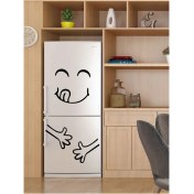 Resim Gülen Yüz Çatal Bıçak Buzdolabı Mat Siyah Sticker Etiket 40CM 