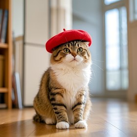 Resim Pet Beret Şapka - Fransız Tarzı Çıtçıtlı Kedi ve Küçük Köpekler İçin, Fotoğraf Çekimleri, Partiler, Günlük Giyim için Sevimli Kırmızı Bere - Kolay Takılıp Çıkarılabilir, Küçük Köpekler için Şapkalar, Moda Evcil Hayvan Aksesuarları, Fotoğraf Çekim Malzemeleri, Kedi Severler 