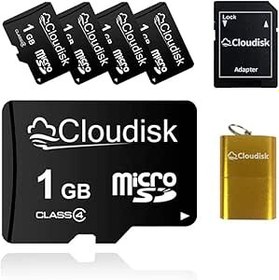 Resim Cloudisk 5'li paket 1 GB Micro SD kartı 1 GB MicroSD hafıza kartı Class4 SD adaptör ve kart okuyucu, 5 adet 