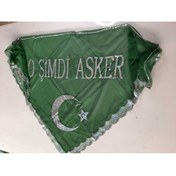 Resim Aker Hediyelik O Şimdi Asker Yazılı Pullu Yeşil Kına Örtüsü 