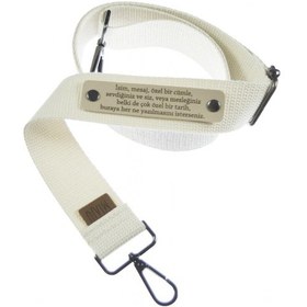 Resim Miaju Krem Renk, Kişiye Özel, Crossbody Çanta Askısı, Ayar Tokalı Pamuklu, 140 Cm Uzun Çanta Kayışı Krem 