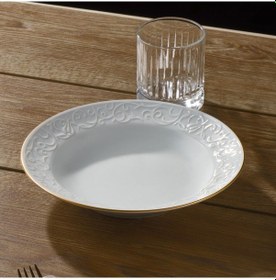 Resim Güral Porselen Bahar Dalı 6 Adet 25 Cm Servis Tabağı Mat Altın File Ahşap 